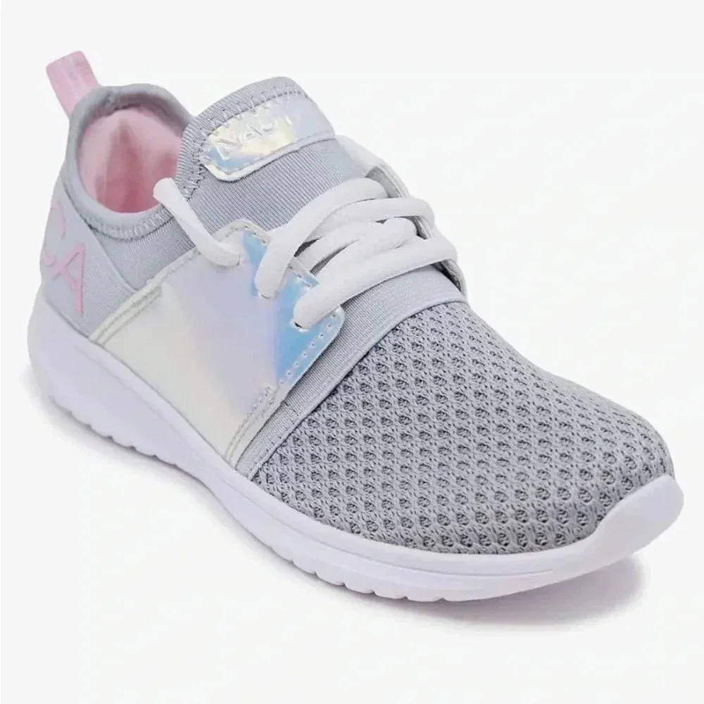 Nautica Kids Girls Metallic Sneaker Lace-Up Athletic Running Shoes sz 13 nwb